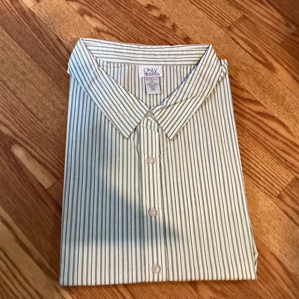 Only Necessities Blue & Green Striped Long Sleeve Button Up Big Shirt 5X - Picture 3 of 3